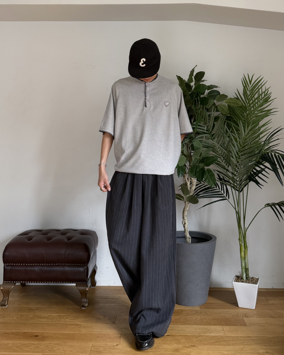 ステッチワッフルヘンリーネックT RR0367