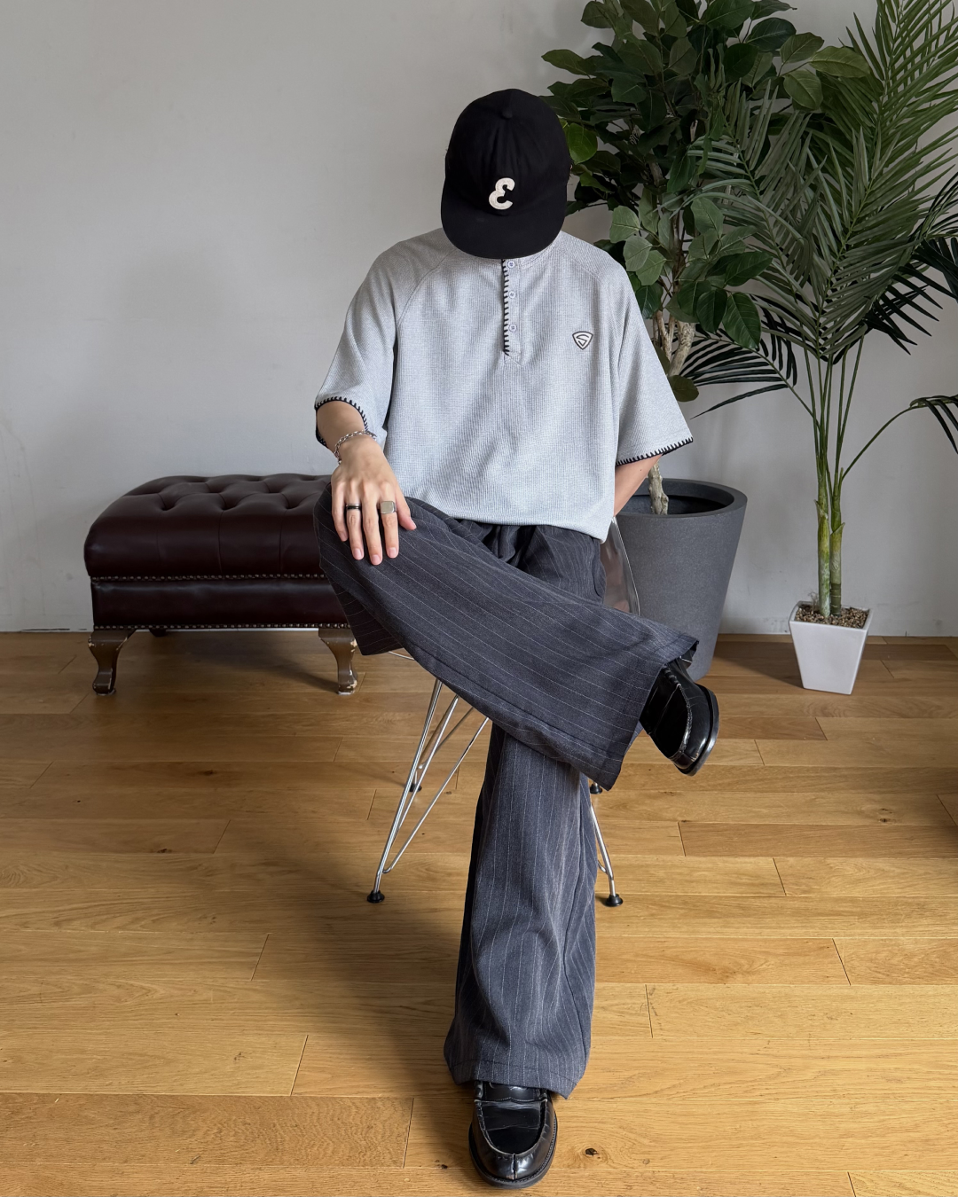 ステッチワッフルヘンリーネックT RR0367
