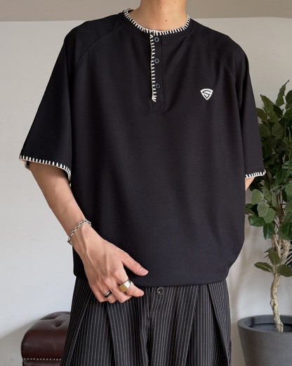 ステッチワッフルヘンリーネックT RR0367