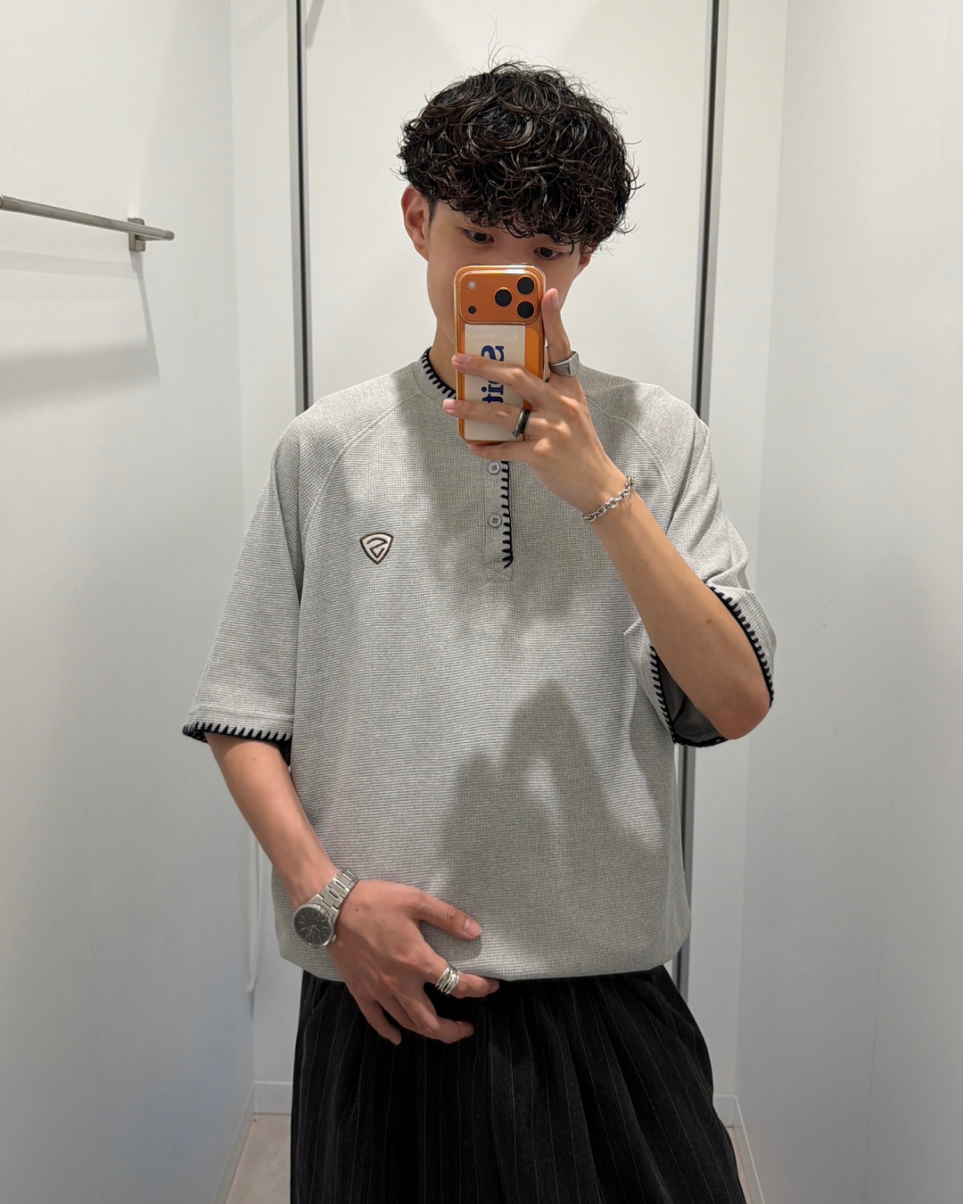 ステッチワッフルヘンリーネックT RR0367