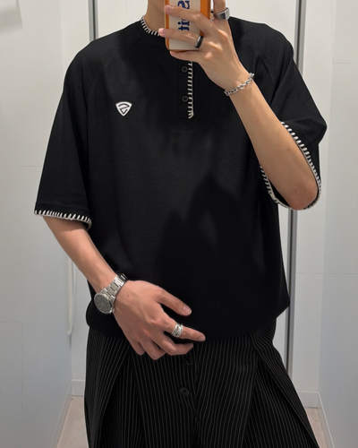 ステッチワッフルヘンリーネックT RR0367