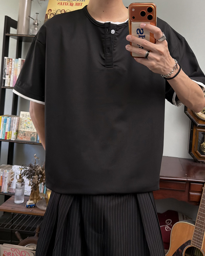 レイヤードヘンリーネックTシャツ RR0369