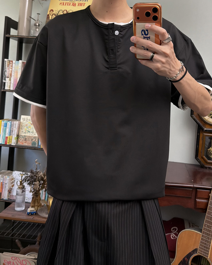 レイヤードヘンリーネックTシャツ RR0369