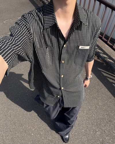 ポケットデザインストライプシャツ RR0394