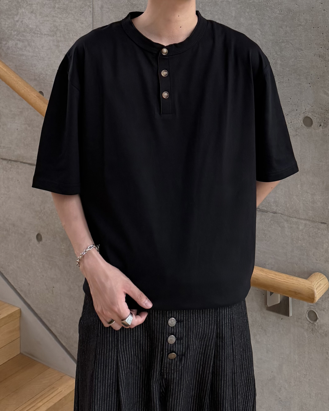 ヘンリーネック半袖Tシャツ RR0400