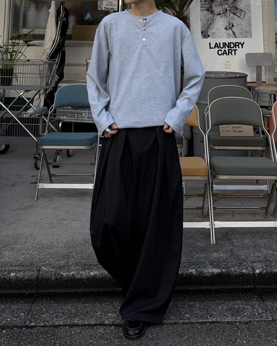 ヘンリーネックワッフルロングTシャツ RR0415