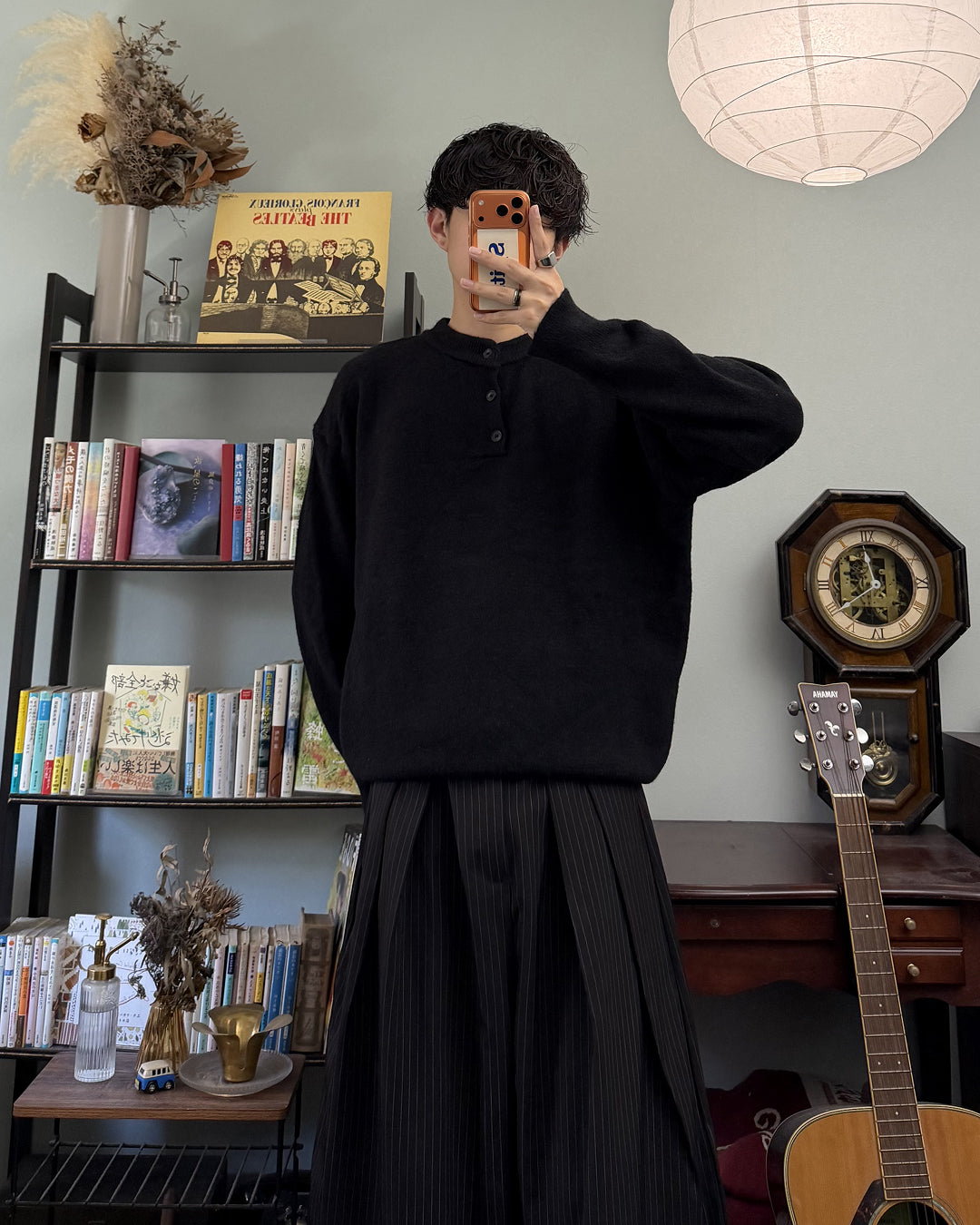 ヘンリーネック長袖ニット RR0451