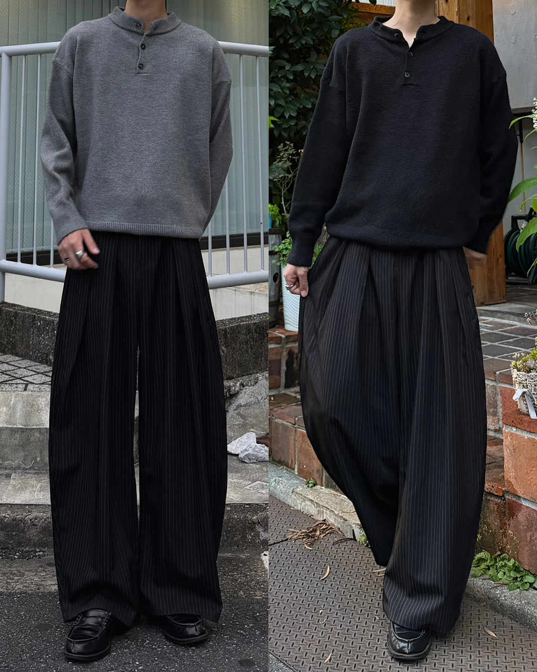 ヘンリーネック長袖ニット RR0451