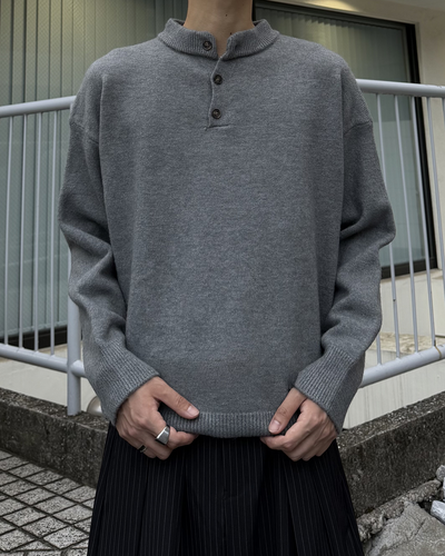 ヘンリーネック長袖ニット RR0451