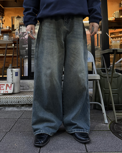 ヴィンテージウォッシュワイドデニムパンツ RR0538
