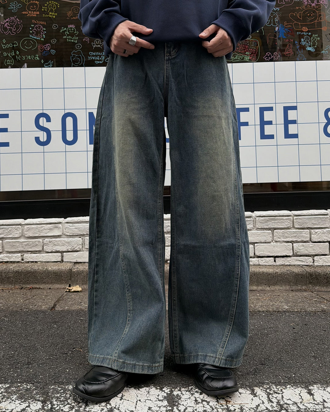 ウォッシュワイドデニムパンツ RR0596