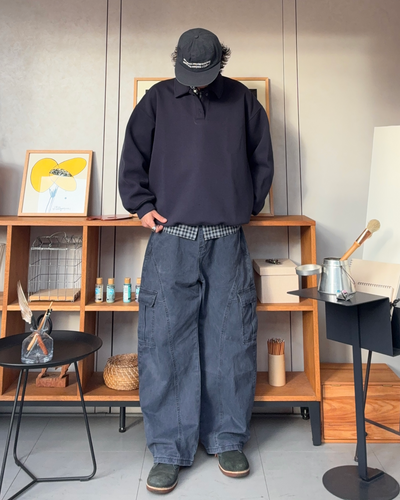 【即納】ウォッシュ加工バレルレッグカーゴパンツ RR5001