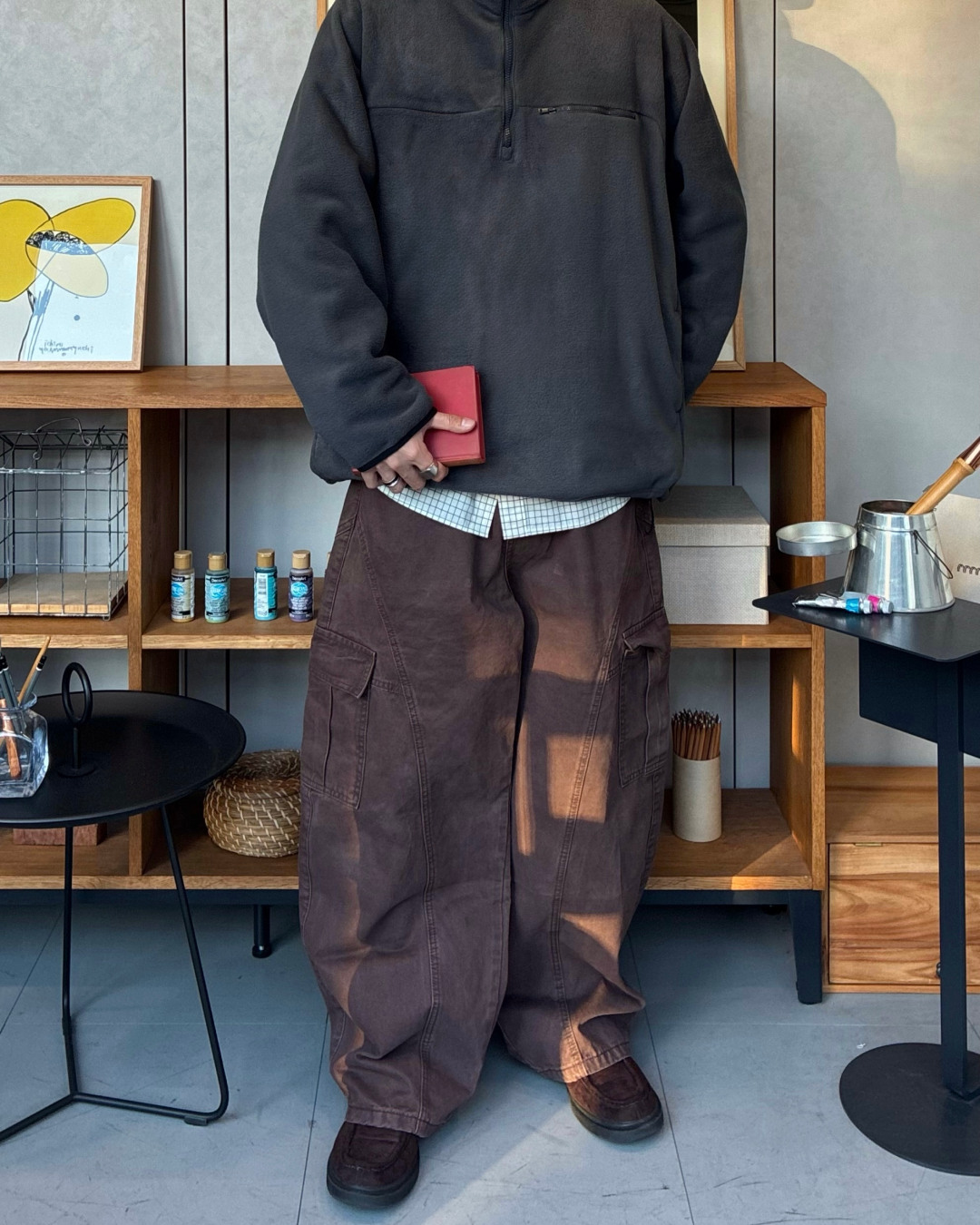 【即納】ウォッシュ加工バレルレッグカーゴパンツ RR5001