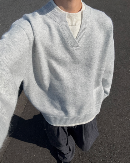 ウールブレンドレイヤードVネックセーター RR5004