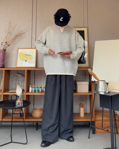 【即納】ウールブレンドレイヤードVネックセーター RR5004