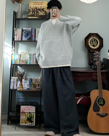 ウールブレンドレイヤードVネックセーター RR5004