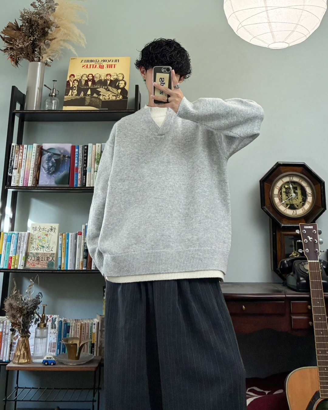 ウールブレンドレイヤードVネックセーター RR5004