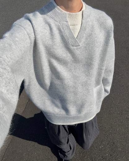 【即納】ウールブレンドレイヤードVネックセーター RR5004