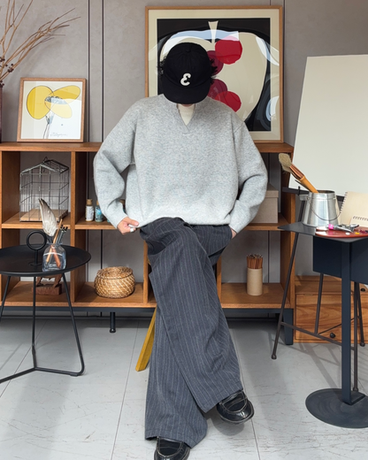 【即納】ウールブレンドレイヤードVネックセーター RR5004