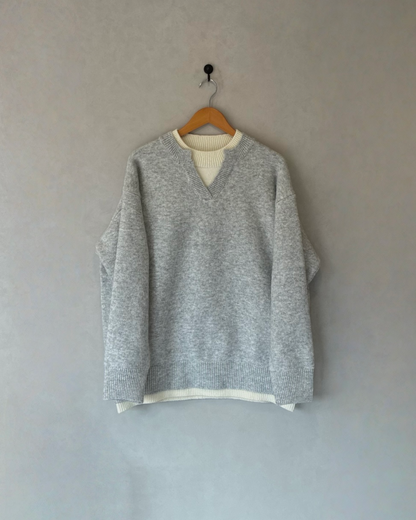 【即納】ウールブレンドレイヤードVネックセーター RR5004