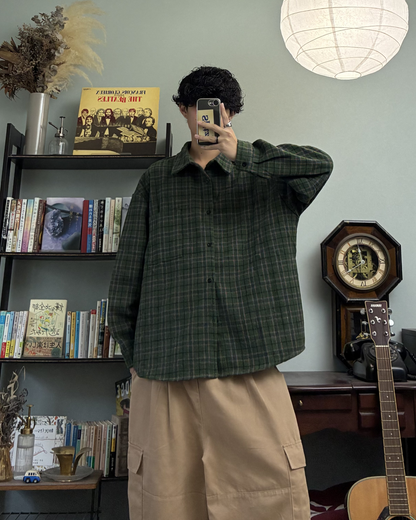 【即納】ウールブレンドヘビーネルチェックシャツ RR5005