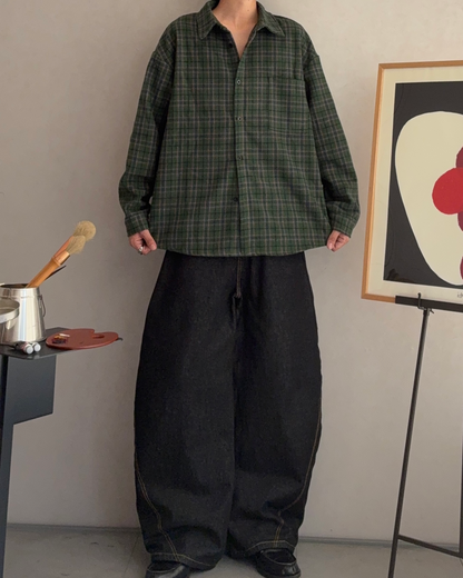 【即納】ウールブレンドヘビーネルチェックシャツ RR5005