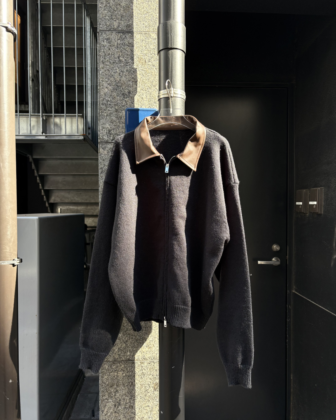 【即納】ジップアップレザーポロニット WR5001