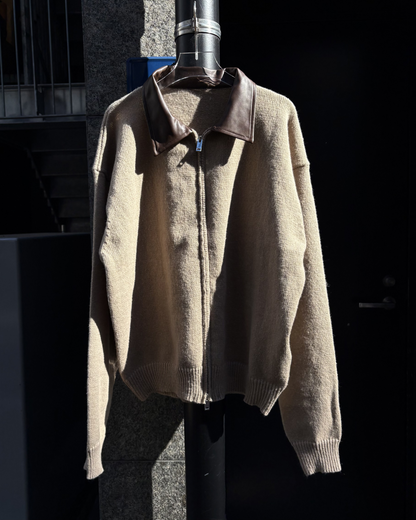 【即納】ジップアップレザーポロニット WR5001