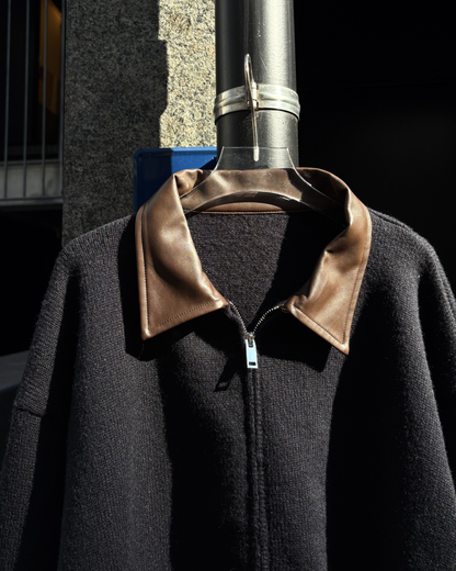 【即納】ジップアップレザーポロニット WR5001