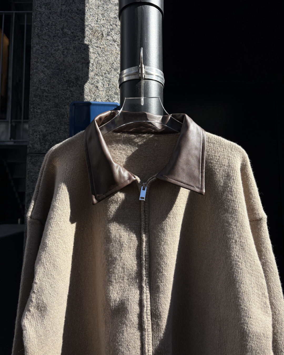 【即納】ジップアップレザーポロニット WR5001