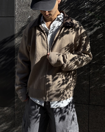 【即納】ジップアップレザーポロニット WR5001