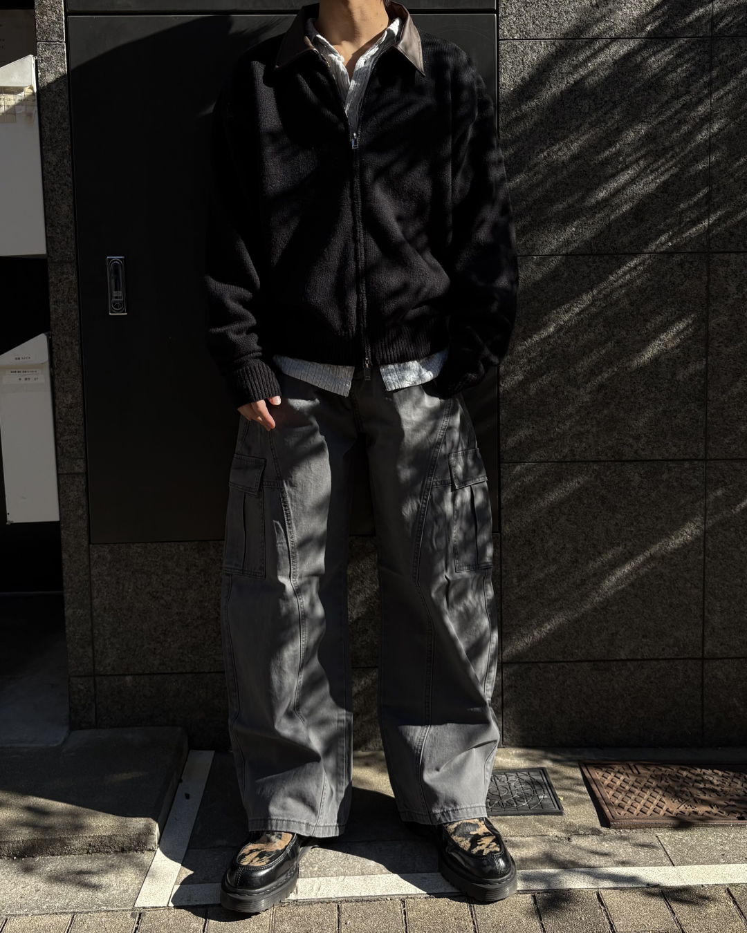 【即納】ジップアップレザーポロニット WR5001