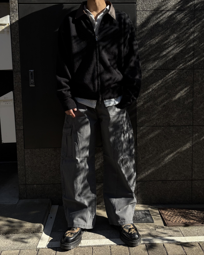 【即納】ジップアップレザーポロニット WR5001