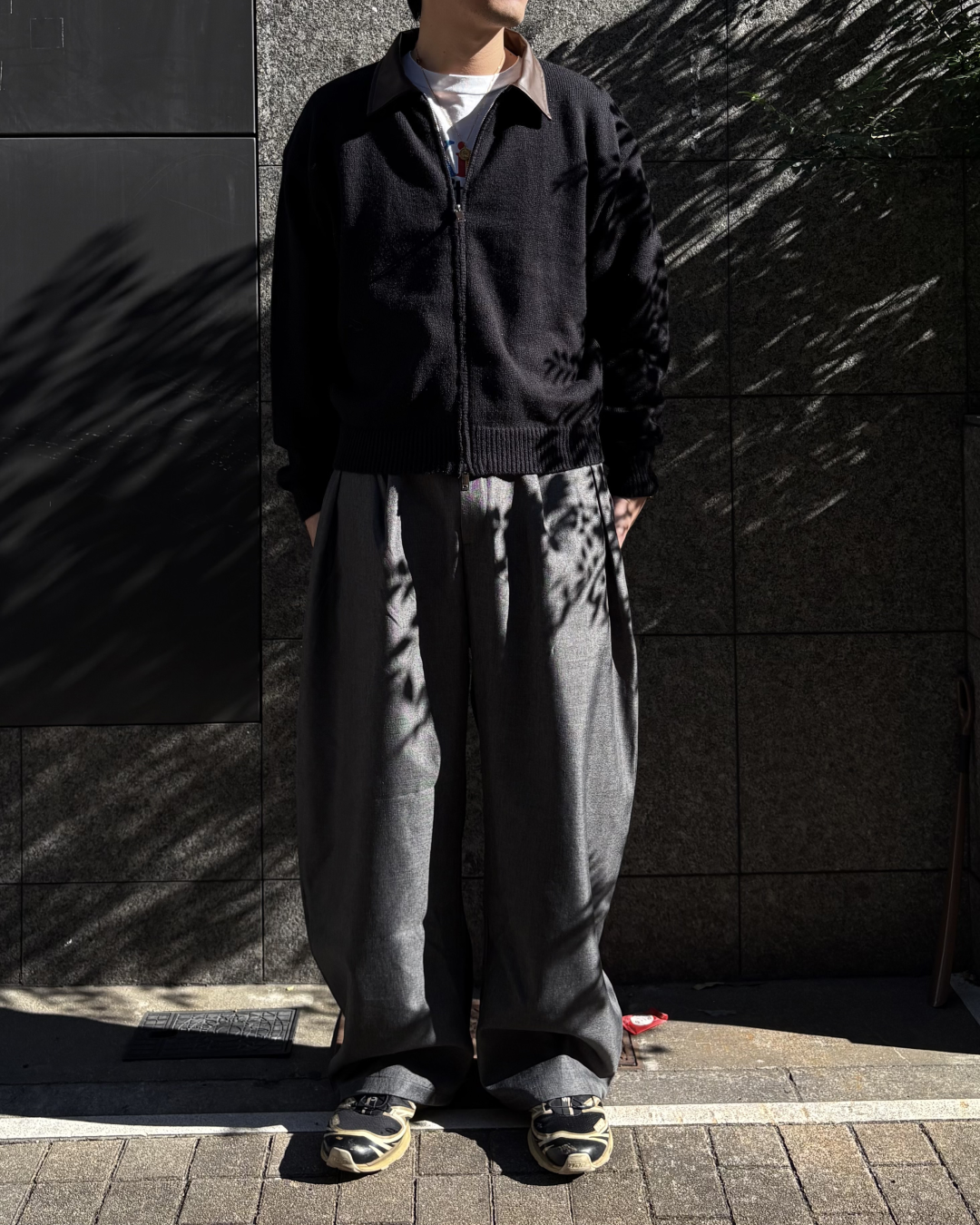 【即納】ジップアップレザーポロニット WR5001