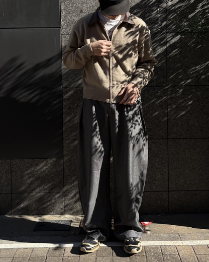 【即納】ジップアップレザーポロニット WR5001