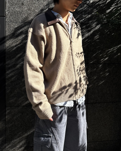 【即納】ジップアップレザーポロニット WR5001