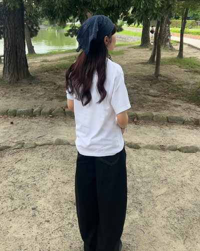 ステッチワイドレッグブラックパンツ RS0027