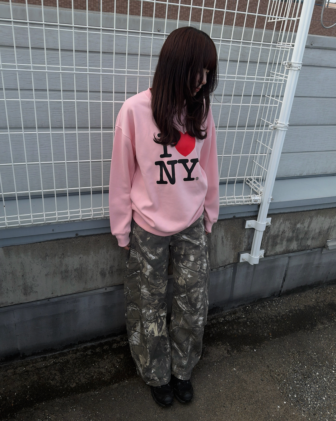 バックロゴ刺繍デザインカモワイドカーブパンツ RS0159