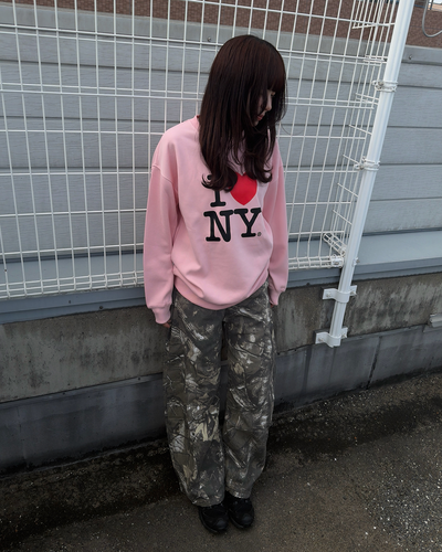 バックロゴ刺繍デザインカモワイドカーブパンツ RS0159