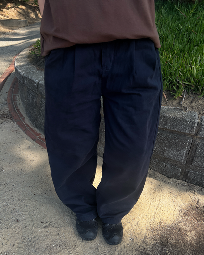 ネイビープリーツワイドレッグパンツ RS0017
