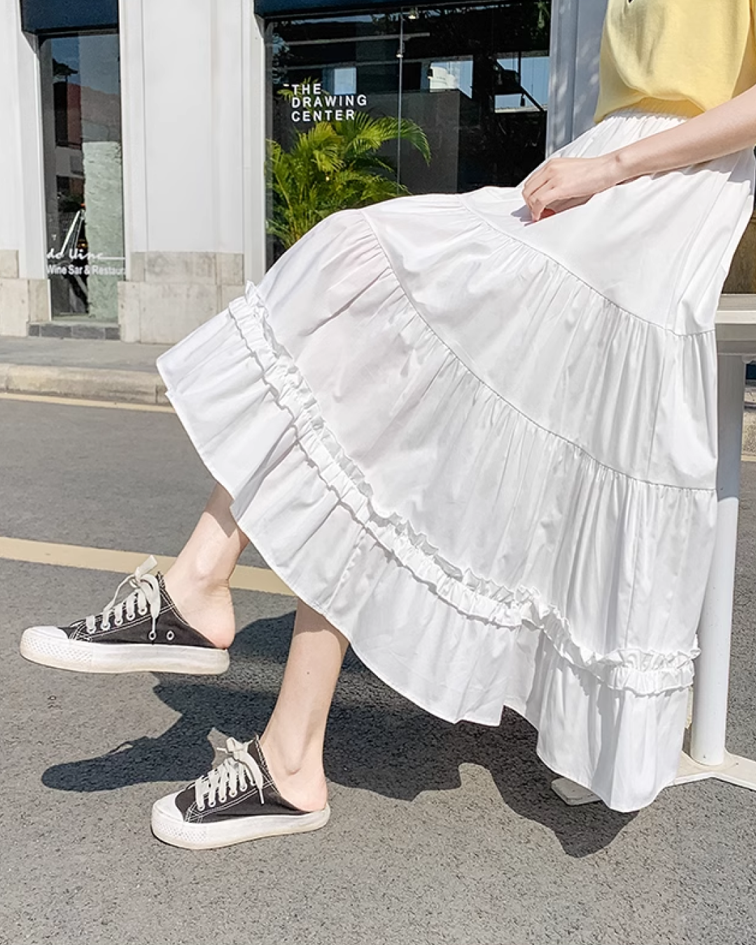 High waist A-line long skirt S0005