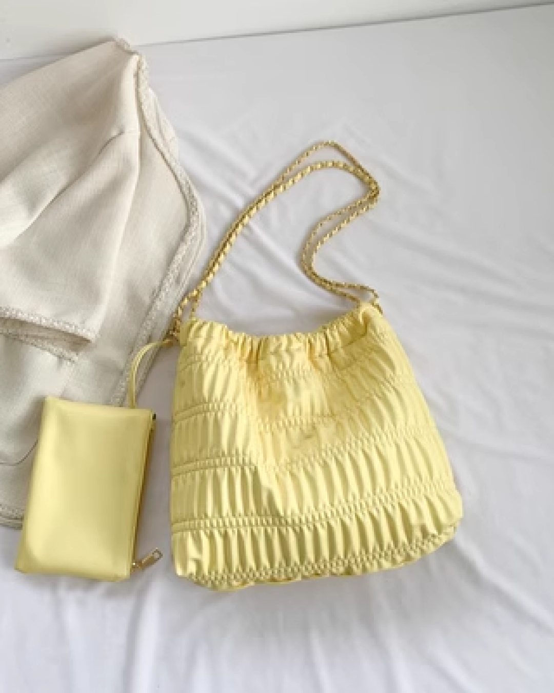 Chain bucket bag with pouch S0012