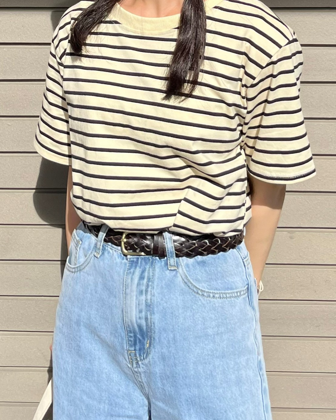 Navy striped cut and sew S0013