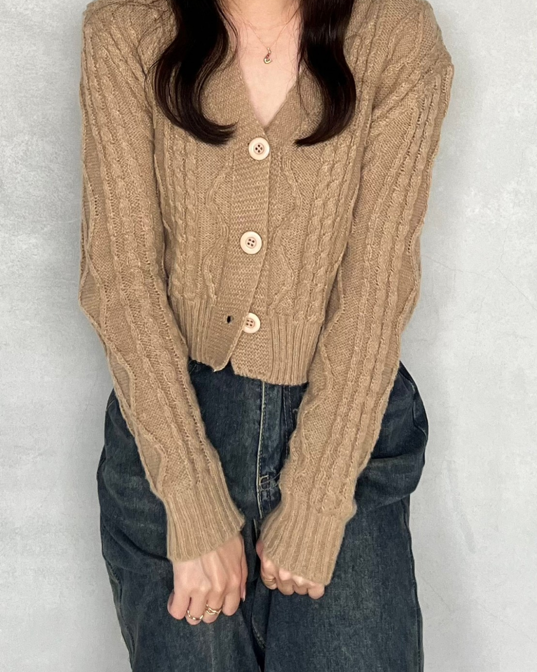 Short tank top and knit cardigan S0045