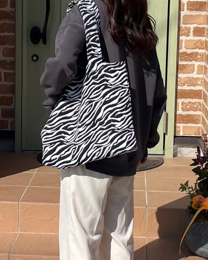 Zebra print big size tote bag S0047