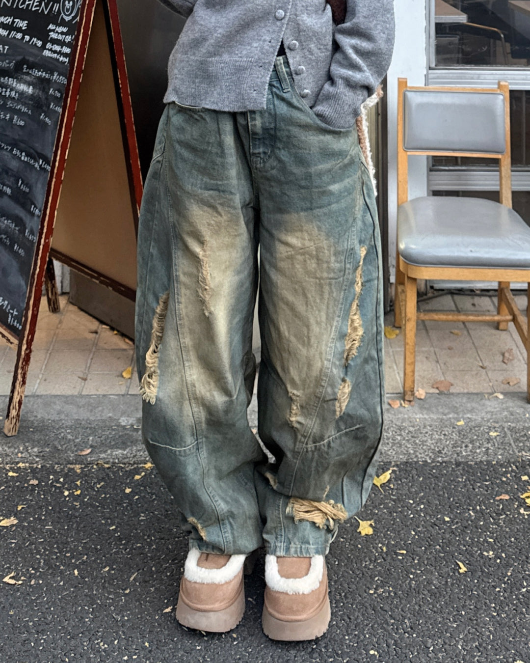 ウォッシュ加工バルーンダメージデニムパンツ
SA0080