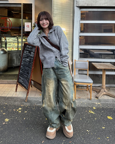 ウォッシュ加工バルーンダメージデニムパンツ SA0080