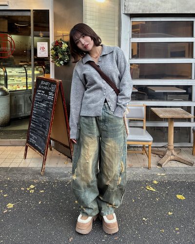 ウォッシュ加工バルーンダメージデニムパンツ SA0080