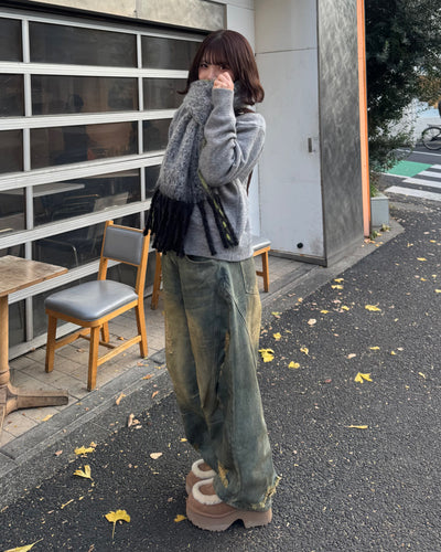 ウォッシュ加工バルーンダメージデニムパンツ SA0080