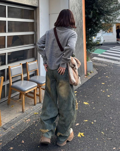ウォッシュ加工バルーンダメージデニムパンツ SA0080